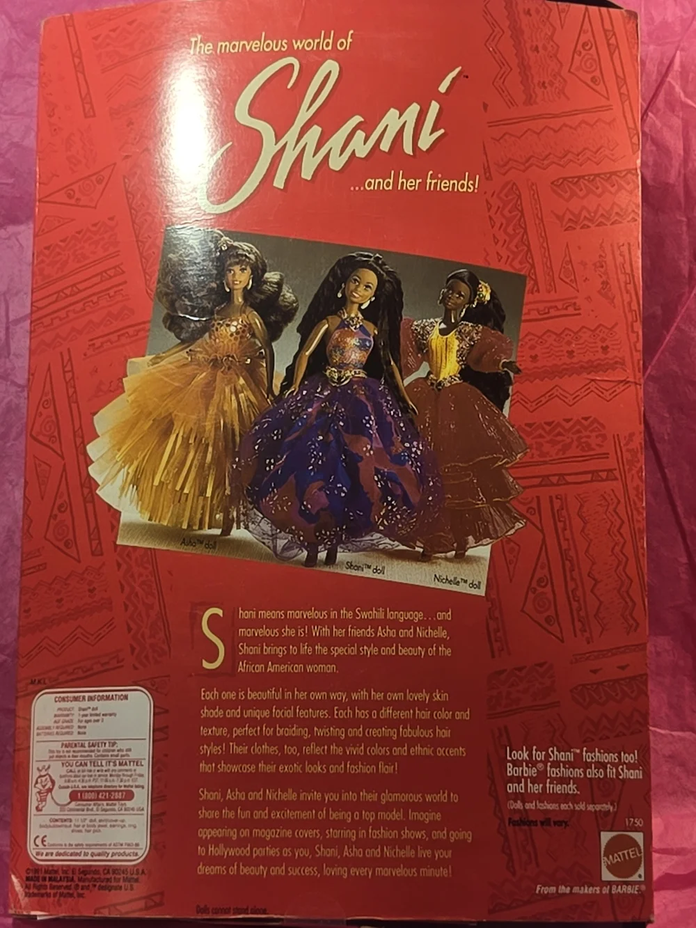 NRFB Vintage 1991 Shani Barbie Doll Mattel #1750 Necklace Variant